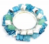 Charter Club Bracelet, Silver-Tone Aqua, Green, and Blue Square Cluster Bead Stretch Bracelet