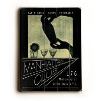 Manhattan Club (Customizable) 30x40 Limited-Edition Artistic Planked Wood Sign