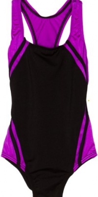 Speedo Girls 7-16 Sport Splice Solid Swimsuit