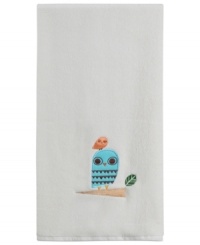 Hoo says owls only come out at night? Wise up to the new look in bath with the Give a Hoot bath towel, featuring a whimsical owl-and-branch embroidered appliqué on soft cotton.