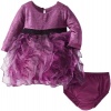 Bonnie Baby Baby-Girls Infant Foil Cascade Ruffle Dress, Purple, 12 Months