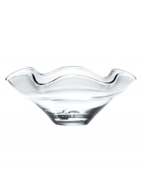 Crafted of clear glass with a playful ruffled edge, the Lenox Organics Wave bowl tops tables and shelves with refreshing elegance. Enjoy as-is or fill with marbles, candies and more.