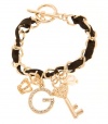 G by GUESS Women's Gold-Tone Ribbon Charm Bracelet, GOLD