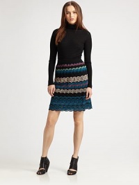 Ride the wave of style with this knit skirt featuring a gorgeous pattern and a hint of stretch for an enviable fit.Elasticized, knit waistbandScalloped hemPull-on styleFully linedAbout 23 long47% wool/24% cotton/10% viscose/10% acrylic/5% nylon/3% alpaca/1% elastaneDry cleanMade in Italy of imported fabric Model shown is 5'11 (180cm) wearing US size 4. Additional Information Women's Premier Designer & Contemporary Size Guide 