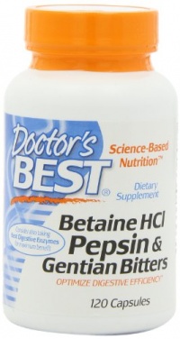 Doctor's Best Betaine HCI Pepsin and Gentian Bitters, Capsules, 120-Count