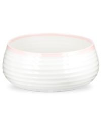 Distinctly ribbed Sophie Conran dinnerware sets your table with the charm of traditional hand-thrown pottery, but the durability of contemporary Portmeirion porcelain. Mix the banded Carnivale salad bowl with solid pink pieces.