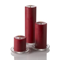 Set of 3 Hand Poured Red Unscented Richland Pillar Candles