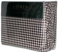 Lauren Ralph Lauren King Sheet Set Black Cream / Tan Tattersal Check