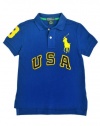 Polo By Ralph Lauren Infant Toddler Boy's Short Sleeve USA Polo Shirt (12 Months, Royal Blue)