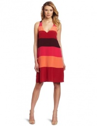 BCBGMAXAZRIA Women's Chancey Color Blocked Racer Back Tank Dress, Chili Combo, Small