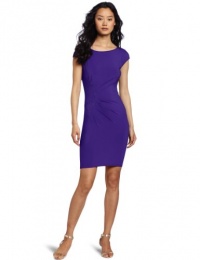 Catherine Malandrino Women's Cap Sleeve Dress With Side Embroidery, Purple, Medium