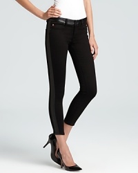 Take these chic, tuxedo pant-inspired Hudson jeans straight downtown--luxe leather touches add a hard rock spin to these attention-stealing skinnies.