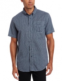 Nautica Men's Mini Glen Plaid Short Sleeve Woven Shirt