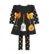 Bonnie Jean Girls Halloween Fall Dress Outfit Set w/ Leggings, Black, 4