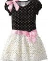 Bonnie Jean Girls 2-6X Eyelash Dot Dropwaist Dress, Black, 6X