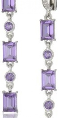 Judith Ripka Candy Triple Baguette Hanging Purple Drop Earrings