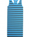 Sleeveless Striped Mini Racer Back Dress, Aqua