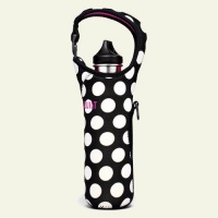 BUILT Neoprene 20-30-ounce Water Bottle Tote, Big Dot, Black and White