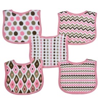 Neat Solutions 5 Pack Graphic Print Interlock Feeder Bib, Girl