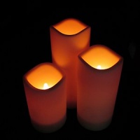 Outdoor Indoor Ivory Soft Touch Resin Set of 3 Flameless Candles with Color Change Remote