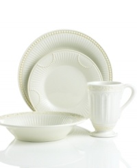 Add a vintage touch to your table with Butler's Pantry Buffet place settings from Lenox dinnerware. The dishes in this 4-piece place setting combine fluted rims and a dainty beaded edge in creamy ivory, boasting an easy, timeless elegance.