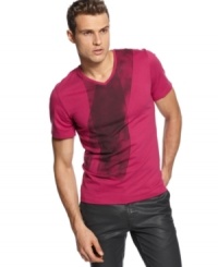 Your denim style just scored a coup of casual cool with this v-neck t-shirt from Calvin Klein. (Clearance)