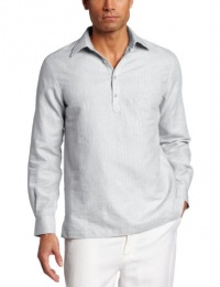 Perry Ellis Men's Long Sleeve Herringbone Stripe Woven Shirt