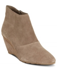 Short silhouettes in smooth suede finishes. Kenneth Cole's Pace First wedge booties have a small covered wedge and side zipper.