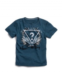 GUESS Kids Boys Big Boy Becklin Slit-Neck Tee, BLUE (12/14)