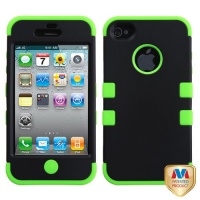 MYBAT IPHONE4AVHPCTUFFSO007NP Premium TUFF Case for iPhone 4 - 1 Pack - Retail Packaging - Black/Electric Green