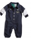 GUESS Kids Boys Newborn Two-Fer Sleeve Coverall (0-9M), INDIGO (3/6M)