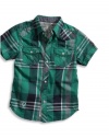 GUESS Kids Little Boy Bailey Plaid Shirt, PLAID (4)