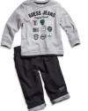 GUESS Kids Baby Boy Long-Sleeve Screen Tee and Pants Set (12-24M), GREY HEATHER (24M)