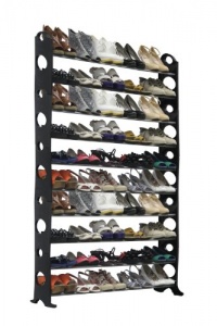 Home Basics Shoe Rack, 50-Pair, Black