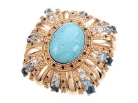 Carlo Viani® 14K Rose Gold Plated Silver Blue Turquoise Ring Size 6