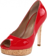 Cole Haan Women's Mariela Air OT Suede Platform Pump,Tango Red Patent/Cork,7 B US