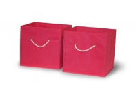 Sourcing Solutions 2-Piece Folding Storage Bins Set, Hot Pink with White Rope Handles