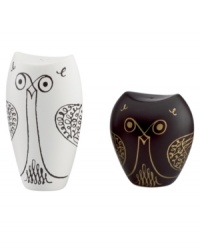 Full of personality, owl salt and pepper shakers are a fun surprise for any table from kate spade new york. Featuring a black and white glaze with whimsical gold detail.