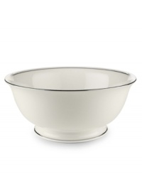 A Lenox classic, the Federal Platinum serving bowl adds a luxurious note to your table in exquisite white bone china with platinum trim. Coordinating Debut Platinum crystal stemware adds the finishing flourish.