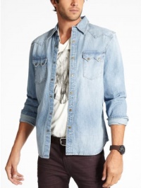 GUESS Men's Patchwork Denim Shirt