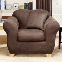 Sure Fit Stretch Leather 2-Piece Chair Slipcover, Brown