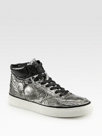 A sleek high-top style of coated leather exudes downtown-cool.Leather upperLeather liningPadded insoleRubber soleImported