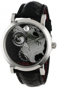 Movado Men's 0606566 Red Label Planisphere w/ Black Alligator Leather Strap Watch