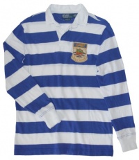 Polo Ralph Lauren Men's Custom-Fit Long-Sleeved RLPC-Crest Striped Rugby (X-Large, Rugby Royal)