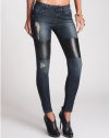 GUESS Women's Patched Brittney Mid-Rise Denim Leggings with Zips