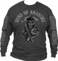 SONS OF ANARCHY CHARCOAL MENS LONG SLEEVES TEE