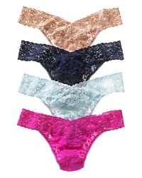 A soft, stretchy lace thong in Hanky Panky's original style. Great colors and super comfortable in signature stretch lace. Cotton gusset.