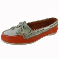 Sperry Top-Sider Womens 'Audrey Tri-Tone' Boat Shoe, Orange/White/Gold, US 6.5