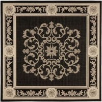 Safavieh Courtyard Collection CY2914-3908 Black and Sand Indoor/Outdoor Square Area Rug, 6-Feet 7-Inch Square