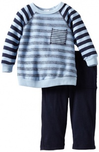 Splendid Littles Baby-Boys  Navy Stripe Active Sweatshirt Set, Sky, 12-18 Months